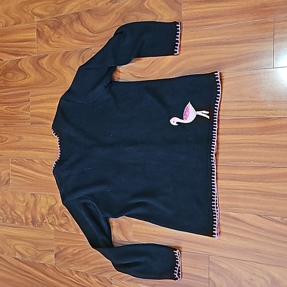 Quacker Factory Vintage Flamingo  Cardigan Sweater Black Sz M EUC - Picture 9 of 10